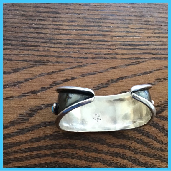 VTG PL BEGAY SHADOWBOX STERLING TURQUOISE CUFF - Picture 8 of 8